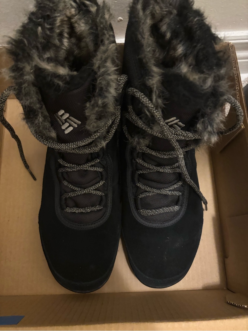 Columbia Black Faux-Fur Lined Winter Lace-Up Boots